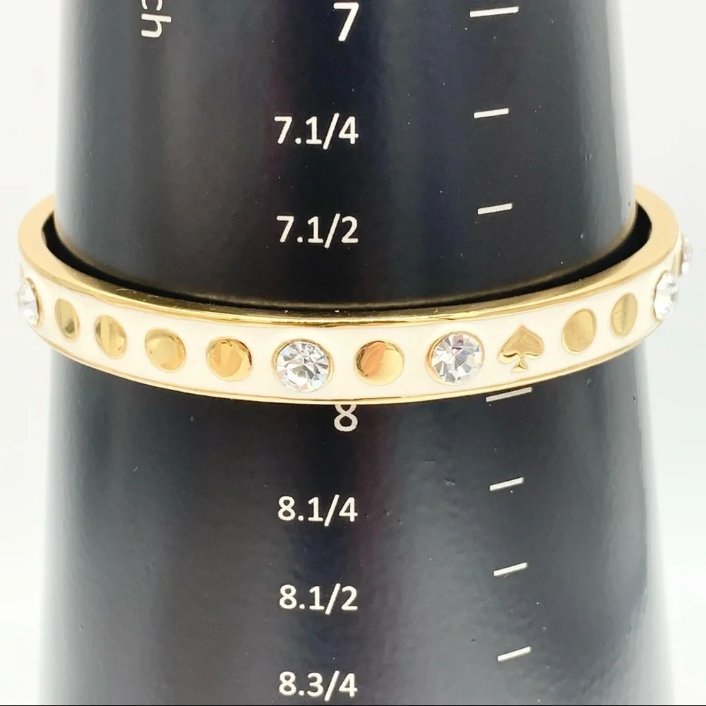 Kate Spade Spot the Spade Cream Jeweled Gold Bangle Bracelet
